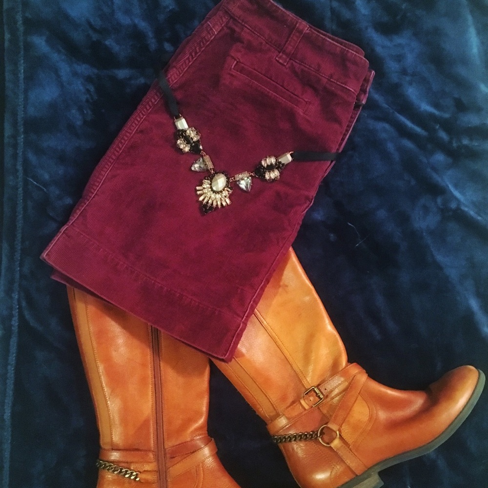 LOFT Maroon Wine Red Corduroy Skirt